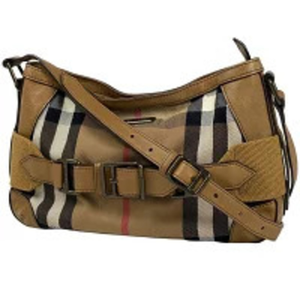 Burberry Check Shoulder Bag Nova Canvas Beige Brown